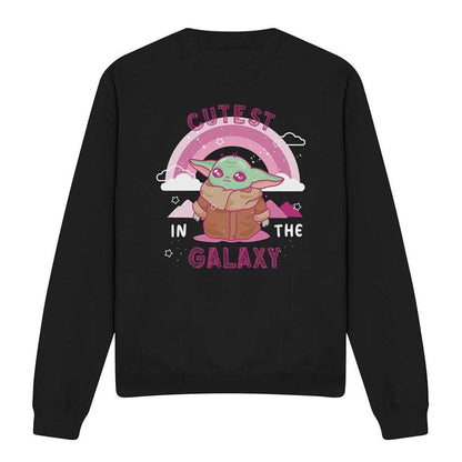 Black - Front - Star Wars: The Mandalorian Unisex Adult The Cutest In The Galaxy Grogu Long-Sleeved Sweatshirt