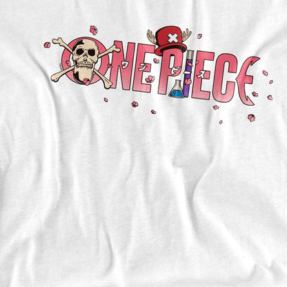 White - Side - One Piece Childrens-Kids Chopper Sakura Cherry Blossom Logo T-Shirt