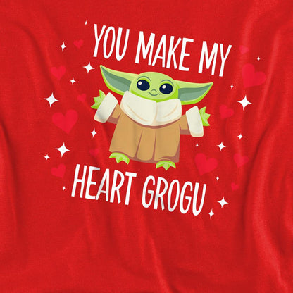 Red - Side - Star Wars Unisex Adult You Make My Heart Grogu Sweatshirt