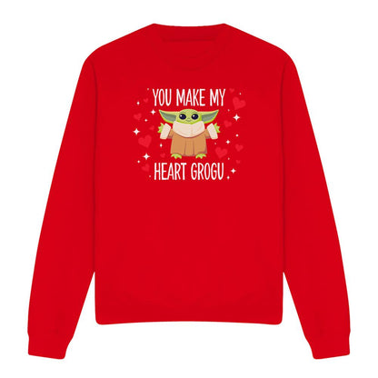 Red - Front - Star Wars Unisex Adult You Make My Heart Grogu Sweatshirt