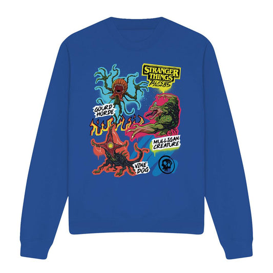 Royal Blue - Front - Stranger Things: Tales from ´85 Unisex Adult Monsters Scrapbook Sweatshirt