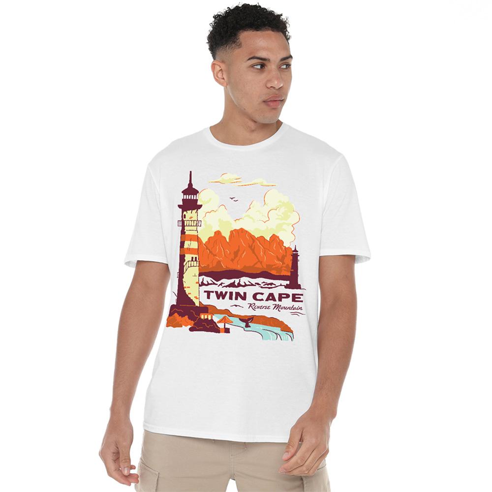 White - Lifestyle - One Piece Unisex Adult Twin Cape Reverse Mountain Poster T-Shirt