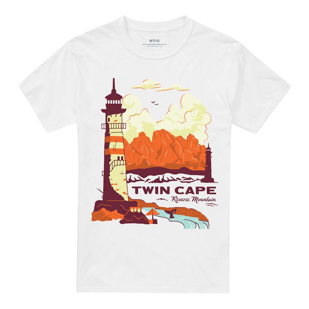 White - Front - One Piece Unisex Adult Twin Cape Reverse Mountain Poster T-Shirt