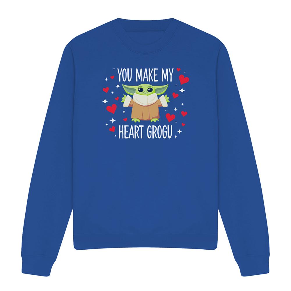 Royal Blue - Front - Star Wars: The Mandalorian Unisex Adult You Make My Heart Grogu Sweatshirt
