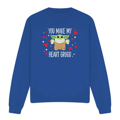 Royal Blue - Front - Star Wars: The Mandalorian Unisex Adult You Make My Heart Grogu Sweatshirt