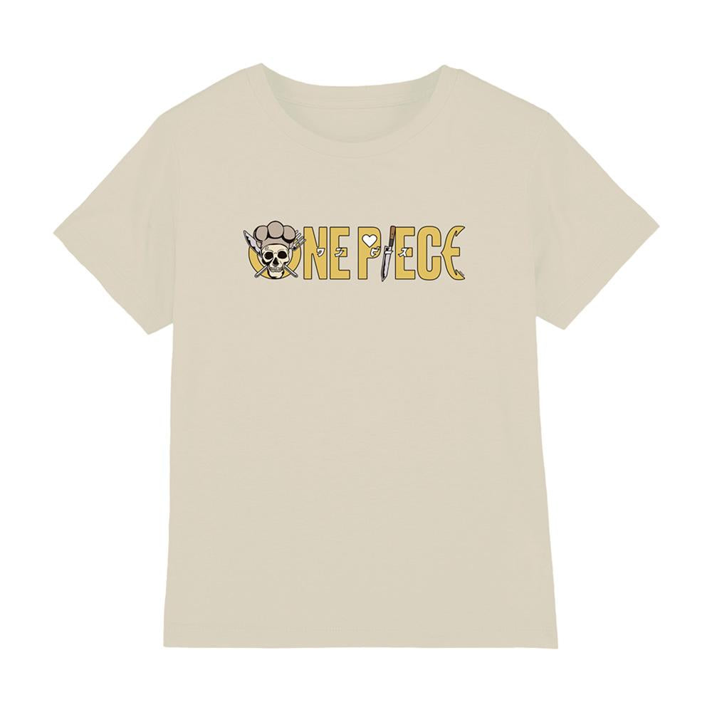 Natural - Front - One Piece Childrens-Kids Sanji Chef Logo T-Shirt