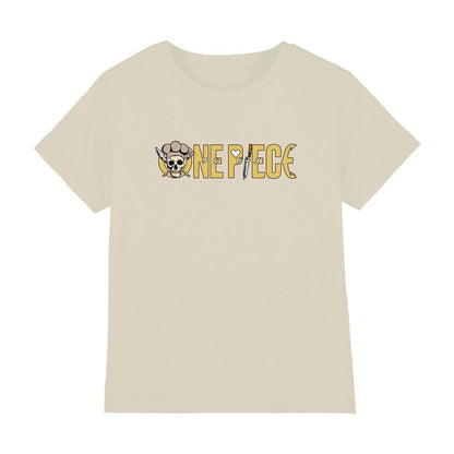 Natural - Front - One Piece Childrens-Kids Sanji Chef Logo T-Shirt