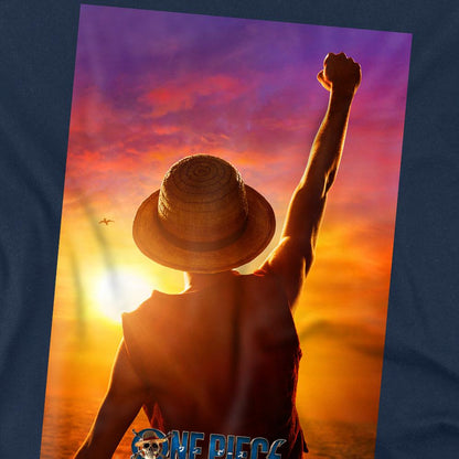 Navy - Side - One Piece Unisex Adult Luffy Sunset T-Shirt