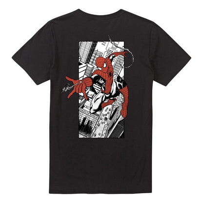 Black - Back - Spider-Man Unisex Adult City Ringspun Cotton T-Shirt