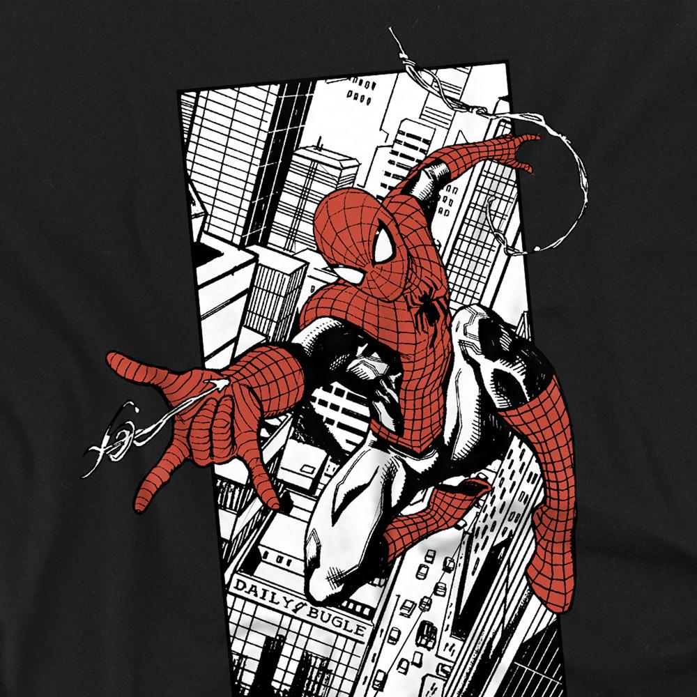 Black - Side - Spider-Man Unisex Adult City Ringspun Cotton T-Shirt
