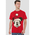 Red - Back - Disney Mens Mickey Mouse Santa Face T-Shirt