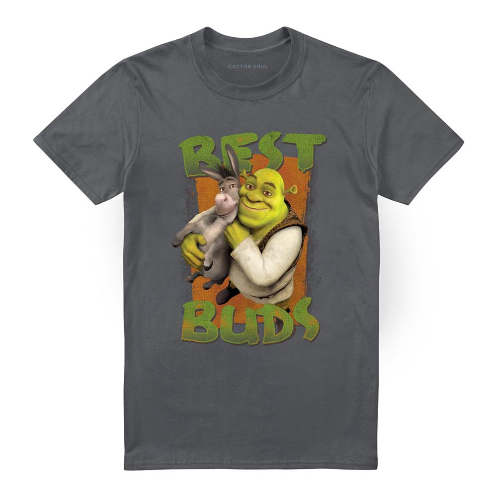 Charcoal - Front - Shrek Unisex Adult Best Buds Shrek T-Shirt