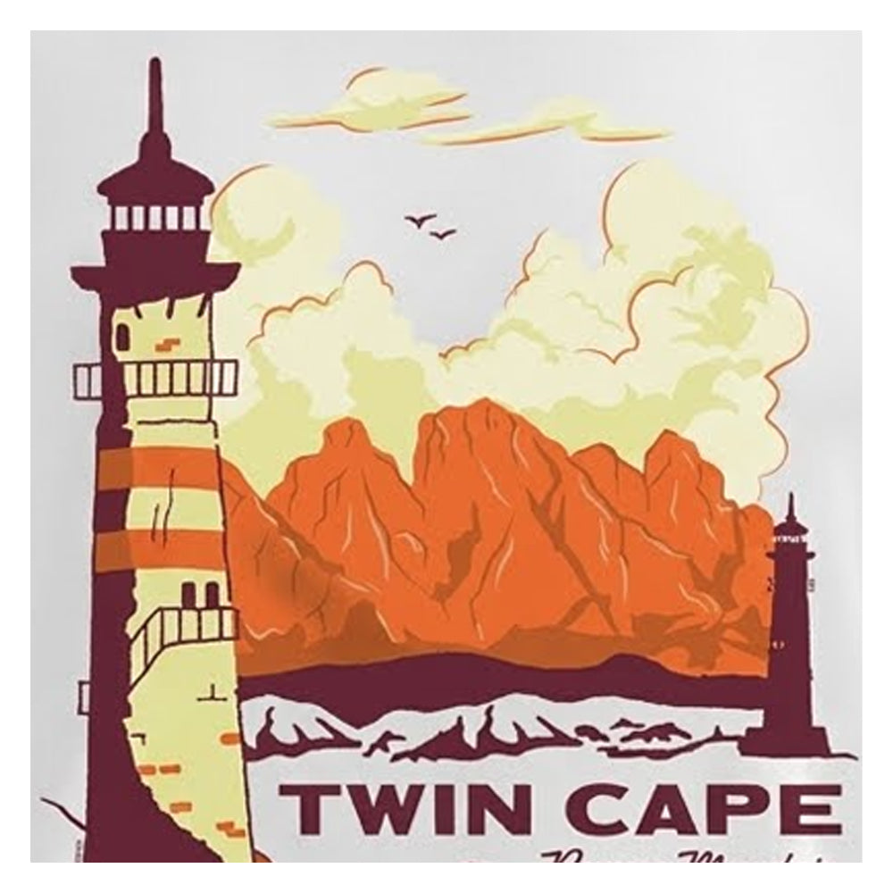 White - Side - One Piece Womens-Ladies Twin Cape Reverse Mountain Poster Fitted T-Shirt