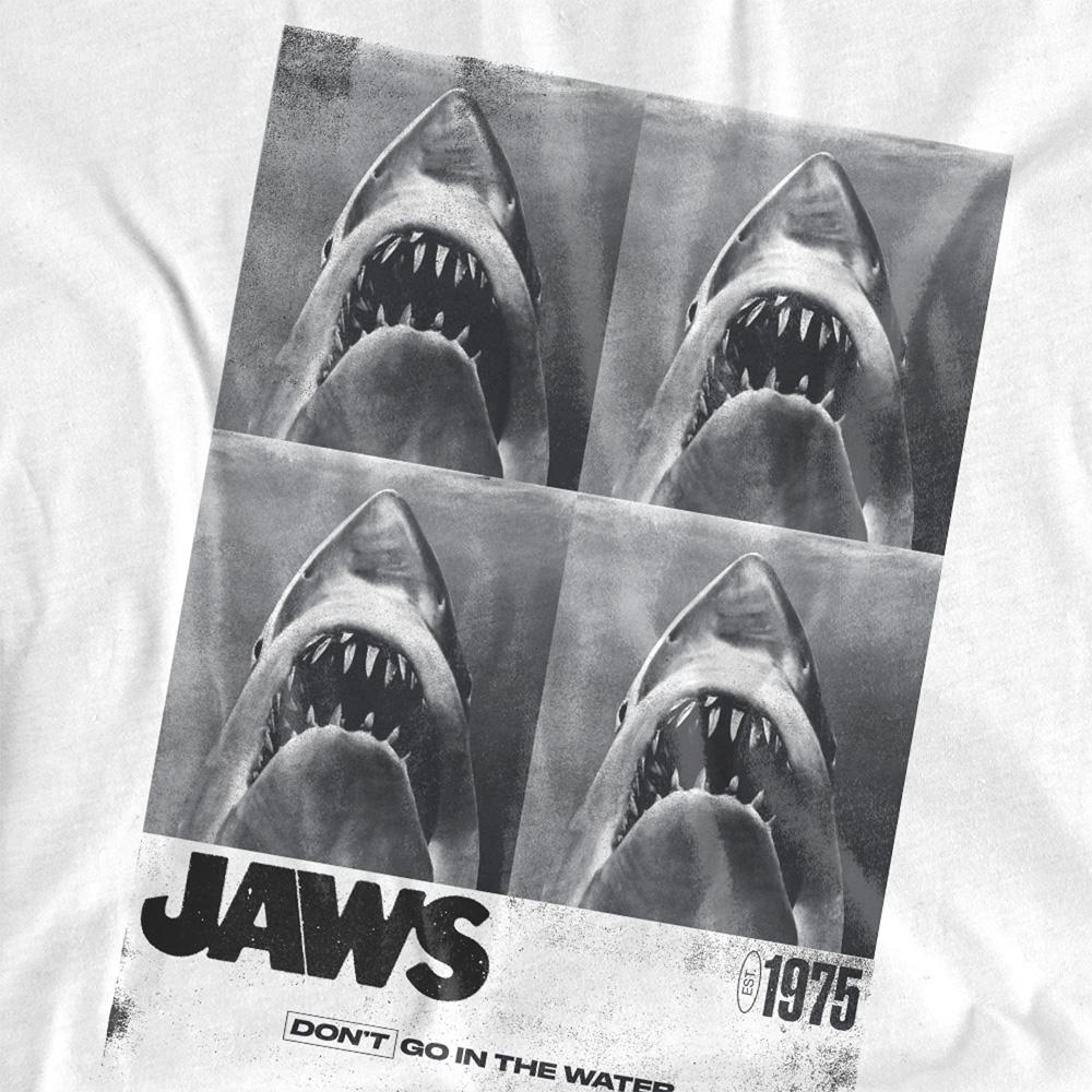 White - Side - Jaws Unisex Adult 1975 Copier Ringspun Cotton T-Shirt