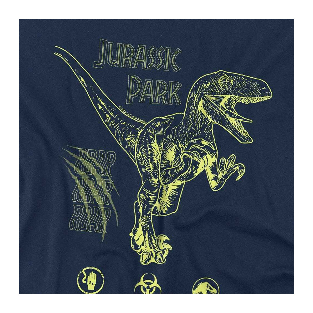 Navy - Side - Jurassic Park Childrens-Kids Roar T-Shirt