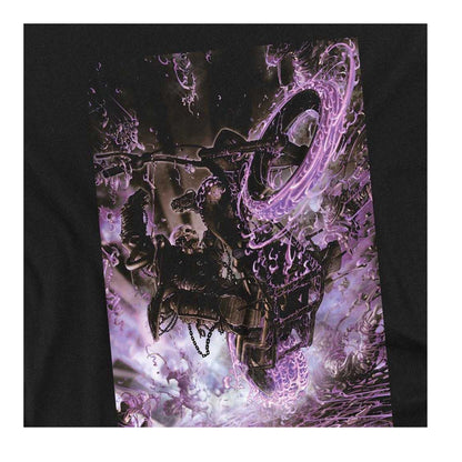 Black - Side - Ghost Rider Womens-Ladies Pain Ringspun Cotton Fitted T-Shirt