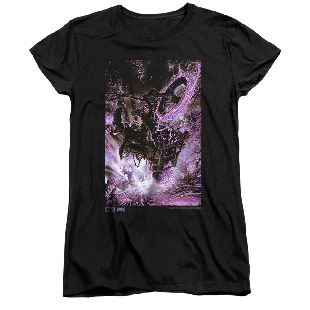 Black - Front - Ghost Rider Womens-Ladies Pain Ringspun Cotton Fitted T-Shirt
