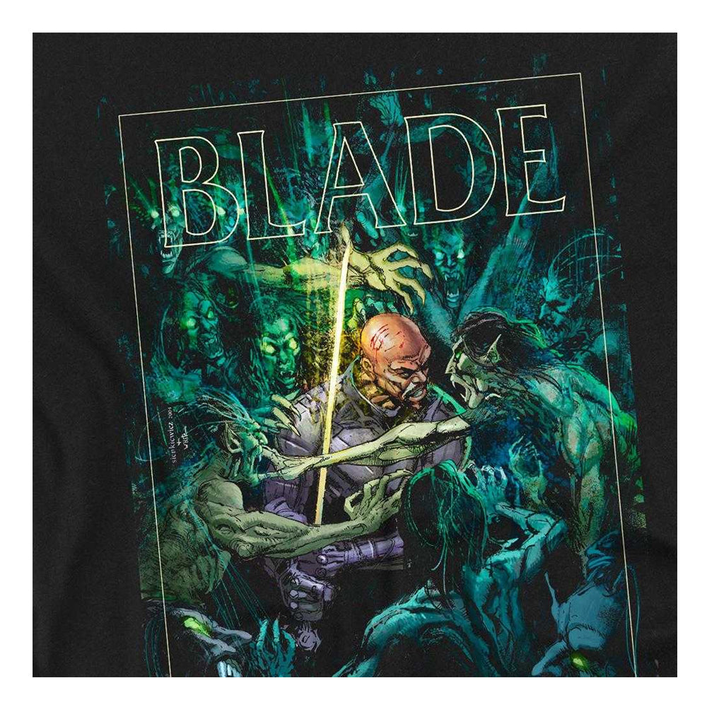 Black - Side - Blade Womens-Ladies Surrounded Ringspun Cotton Fitted T-Shirt