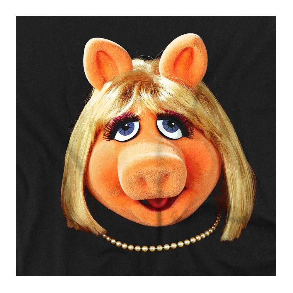 Black - Side - The Muppets Unisex Adult Miss Piggy Face T-Shirt