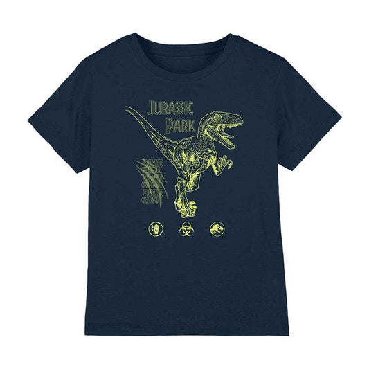 Navy - Front - Jurassic Park Childrens-Kids Roar Ringspun Cotton T-Shirt