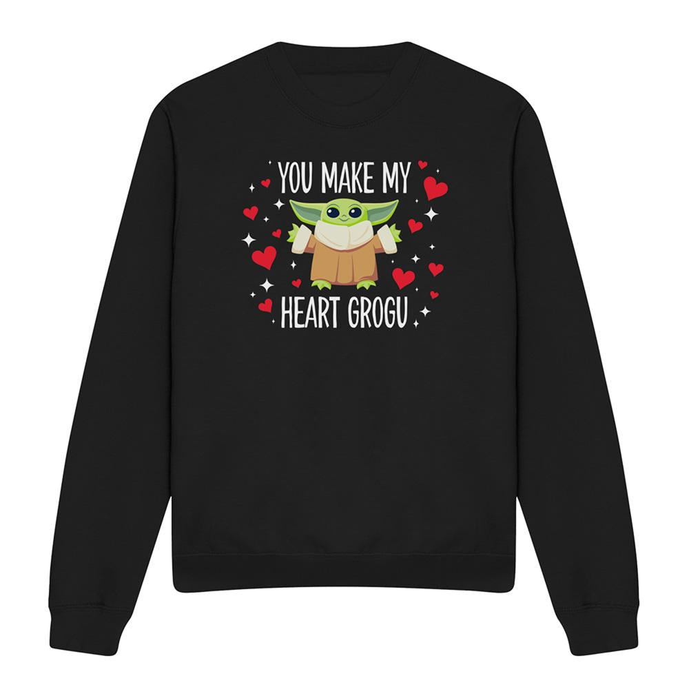 Black - Front - Star Wars: The Mandalorian Unisex Adult You Make My Heart Grogu Sweatshirt