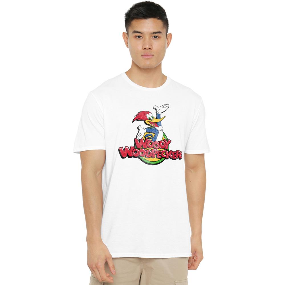 White - Lifestyle - Woody Woodpecker Unisex Adult Ringspun Cotton Logo T-Shirt