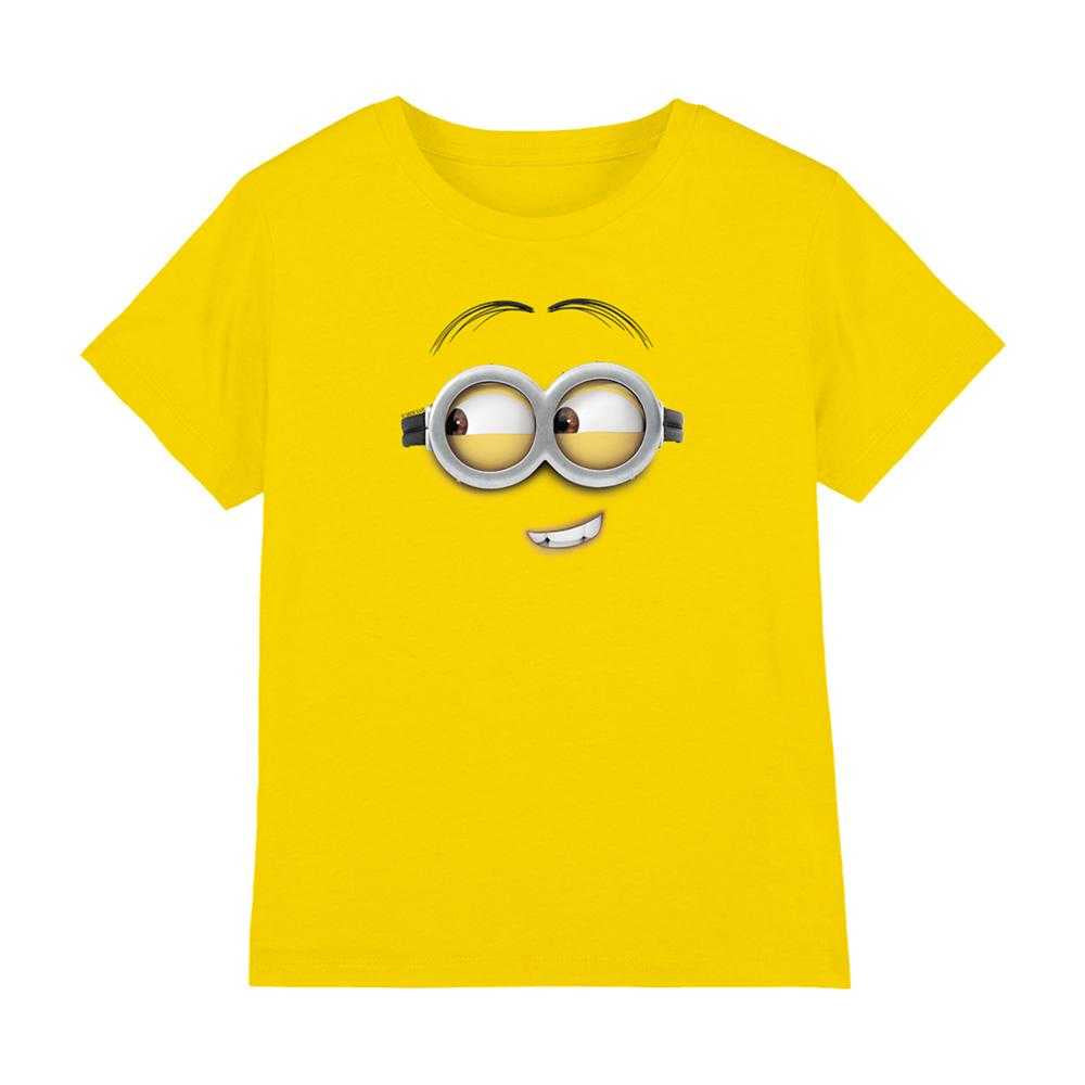 Yellow - Front - Minions Childrens-Kids Face Ringspun Cotton Breathable T-Shirt