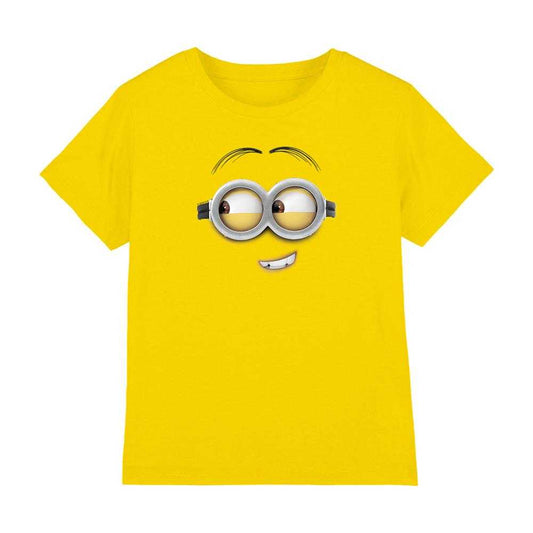 Yellow - Front - Minions Childrens-Kids Face Ringspun Cotton Breathable T-Shirt