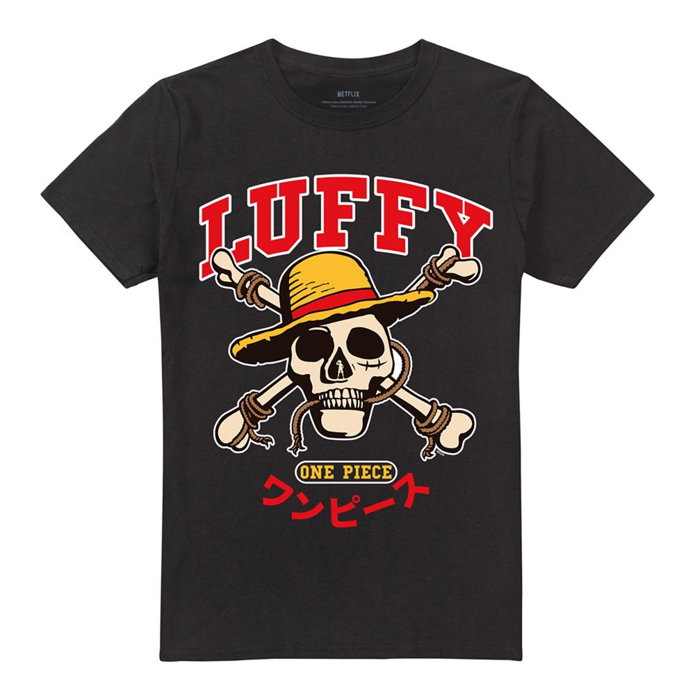 Black - Front - One Piece Unisex Adult Luffy Skull T-Shirt