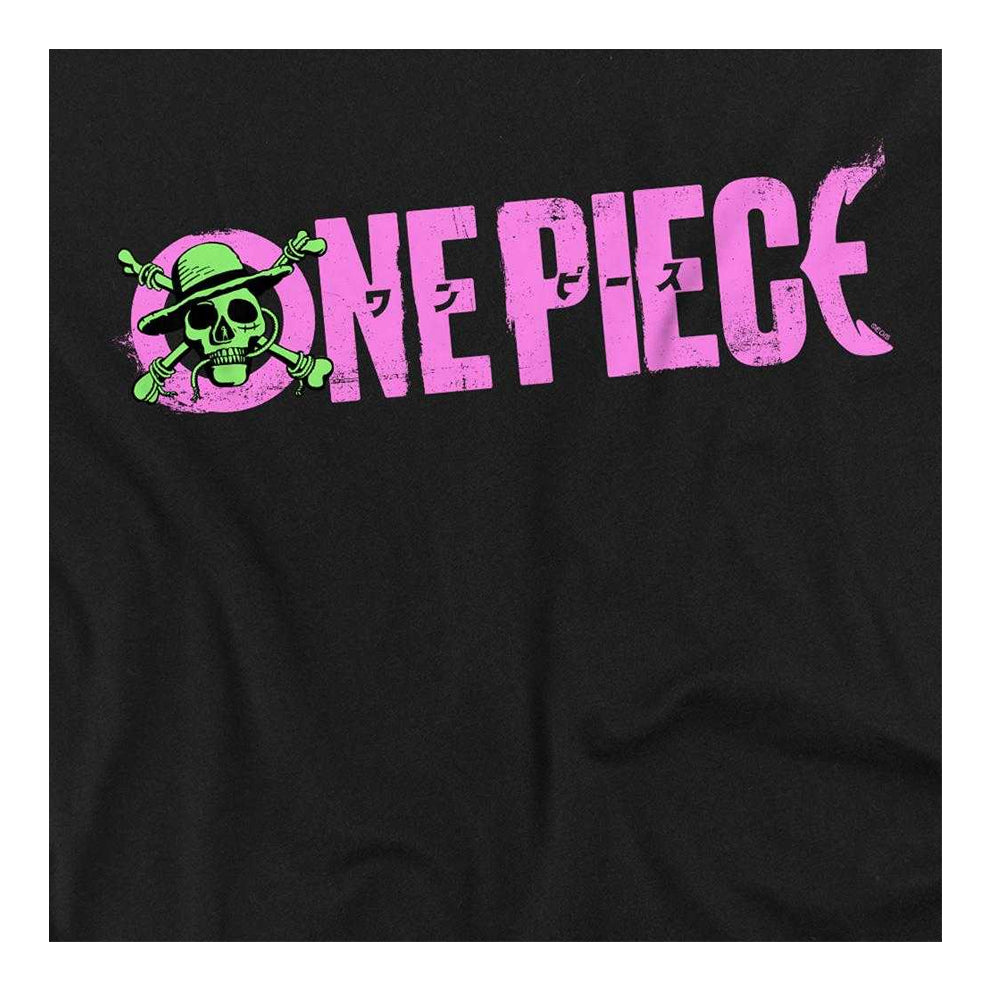 Black - Side - One Piece Womens-Ladies Luffy Jolly Roger Ringspun Cotton Fitted T-Shirt