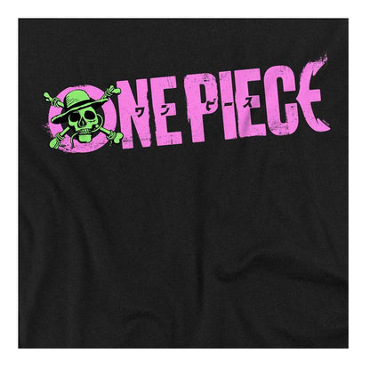 Black - Side - One Piece Womens-Ladies Luffy Jolly Roger Ringspun Cotton Fitted T-Shirt