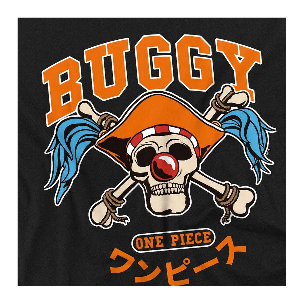Black - Side - One Piece Womens-Ladies Buggy the Clown Skull Fitted T-Shirt