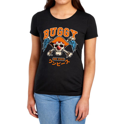 Black - Lifestyle - One Piece Womens-Ladies Buggy the Clown Skull Fitted T-Shirt