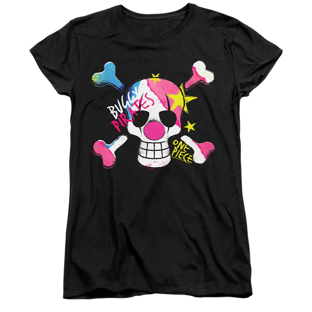 Black - Front - One Piece Womens-Ladies Graffiti Ringspun Cotton Fitted T-Shirt