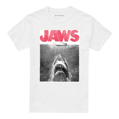 White - Front - Jaws Unisex Adult Vintage Poster Ringspun Cotton T-Shirt