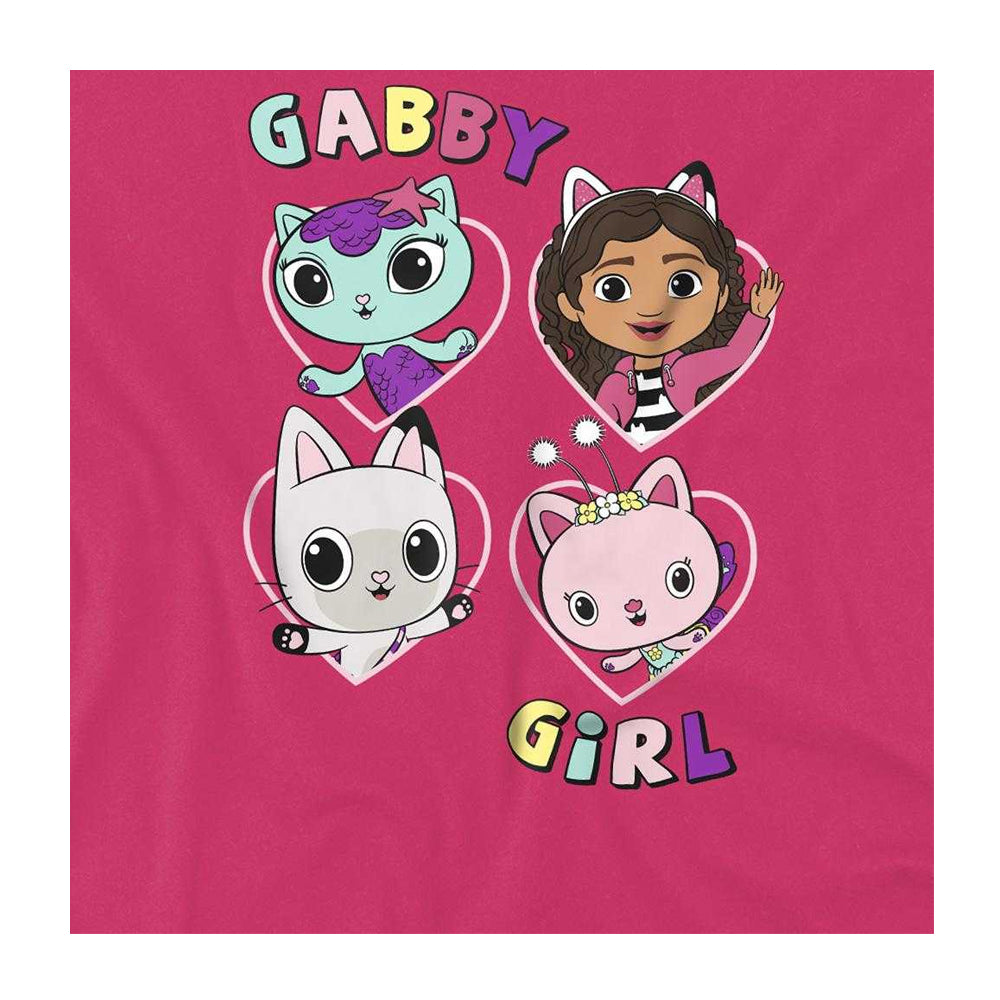 Hot Pink - Side - Gabby´s Dollhouse Childrens-Kids Heart T-Shirt