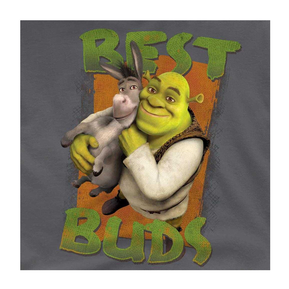 Charcoal - Side - Shrek Unisex Adult Best Buds Ringspun Cotton T-Shirt