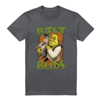 Charcoal - Front - Shrek Unisex Adult Best Buds Ringspun Cotton T-Shirt
