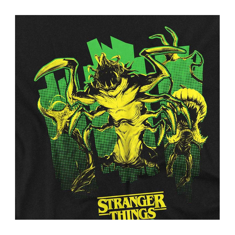 Black - Side - Stranger Things: Tales from '85 Womens-Ladies Monster Plants Fitted T-Shirt