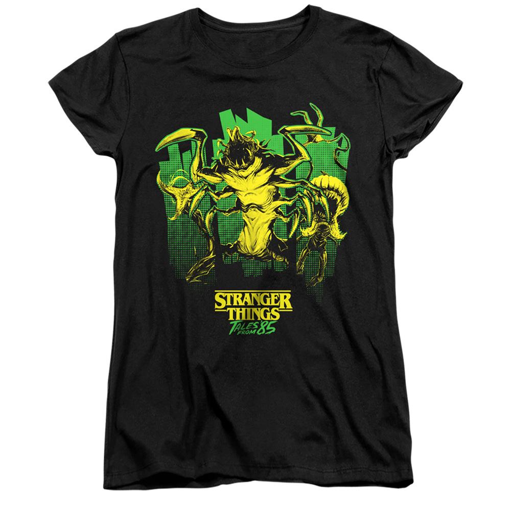 Black - Front - Stranger Things: Tales from '85 Womens-Ladies Monster Plants Fitted T-Shirt