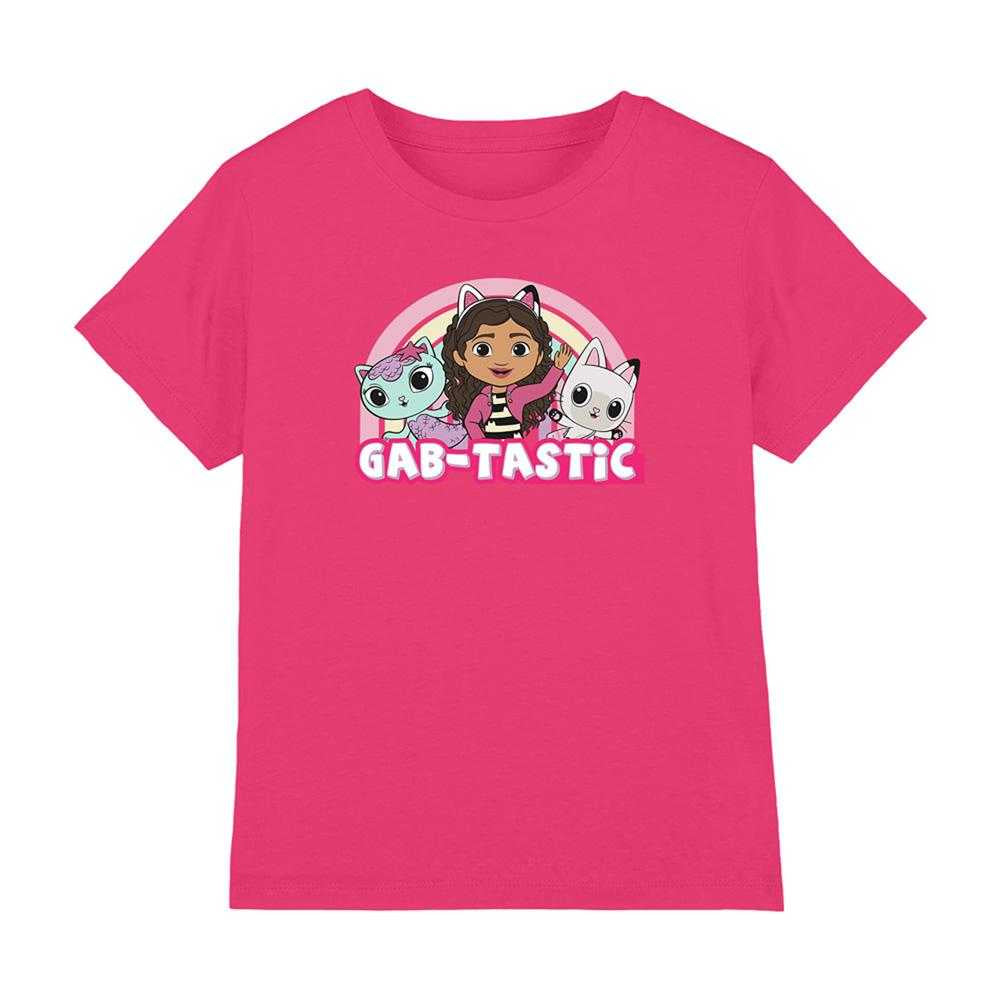 Hot Pink - Front - Gabby´s Dollhouse Childrens-Kids Rainbow T-Shirt