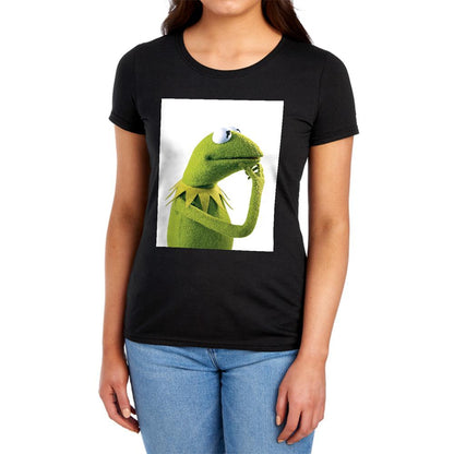 Black - Lifestyle - The Muppets Womens-Ladies Ponder Kermit Fitted T-Shirt