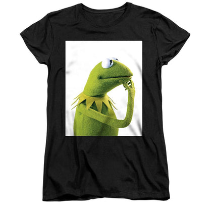 Black - Front - The Muppets Womens-Ladies Ponder Kermit Fitted T-Shirt