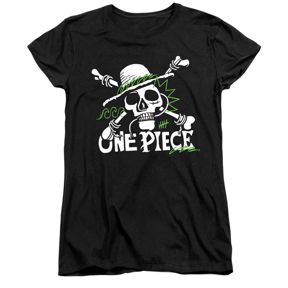 Black - Front - One Piece Womens-Ladies Doodle Fitted T-Shirt