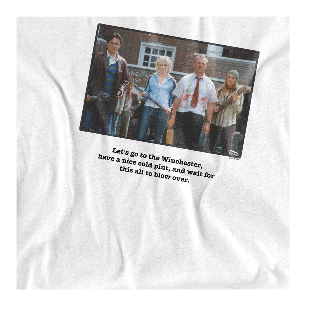 White - Side - Shaun Of The Dead Unisex Adult Winchester T-Shirt