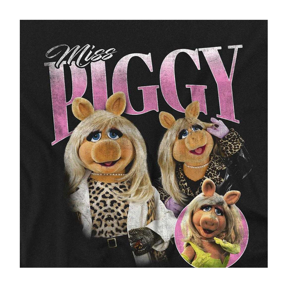 Black - Side - The Muppets Womens-Ladies Miss Piggy Homage Fitted T-Shirt