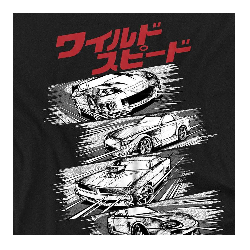 Black - Side - Fast & Furious Unisex Adult Street Racers Ringspun Cotton T-Shirt