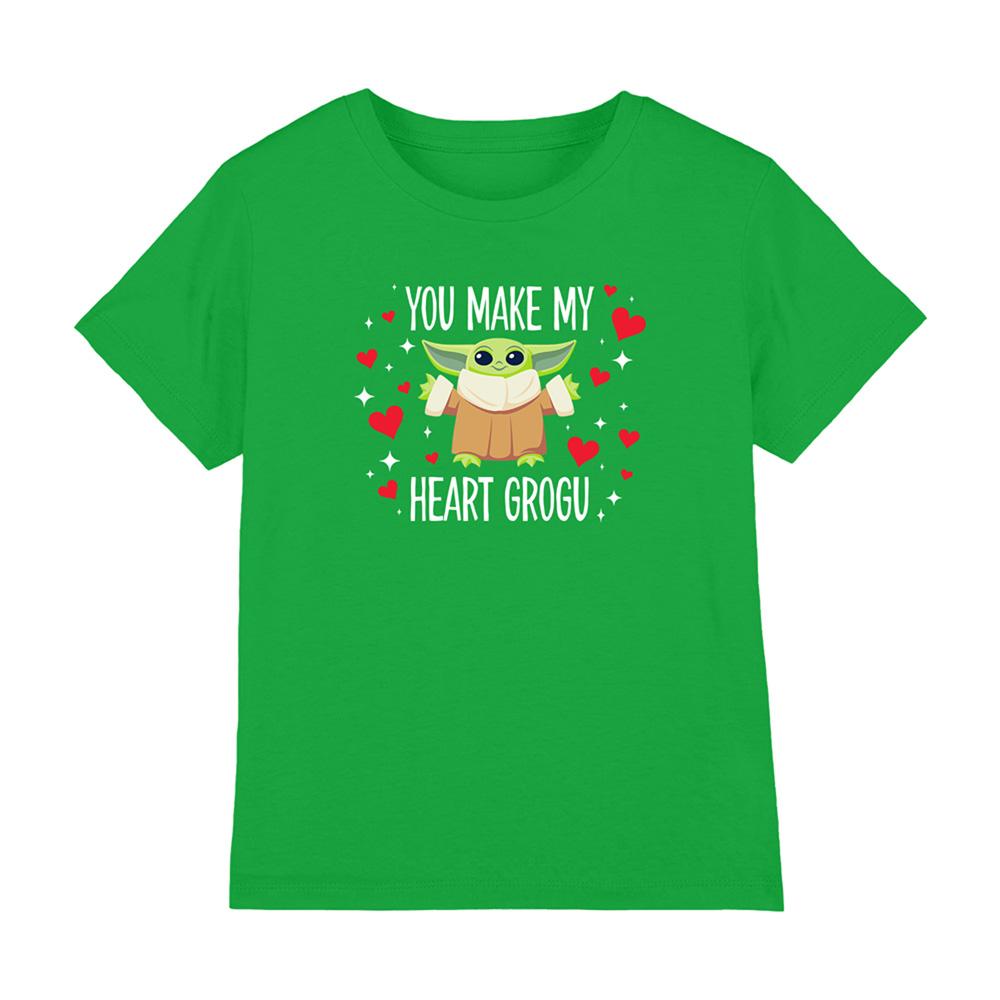Kelly Green - Front - Star Wars Childrens-Kids You Make My Heart Grogu T-Shirt