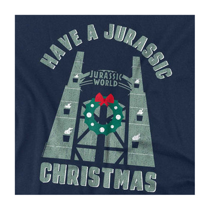 Navy - Side - Jurassic World Unisex Adult Jurassic Christmas Ringspun Cotton T-Shirt
