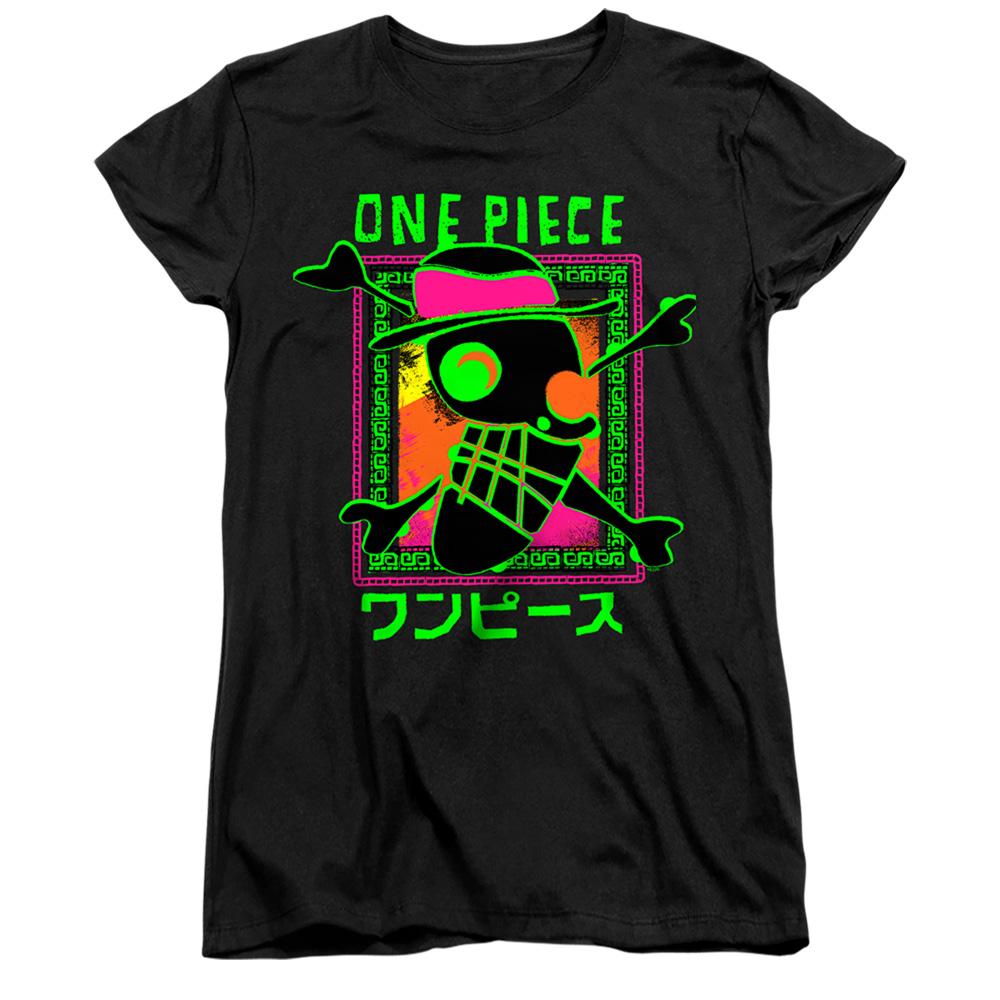 Black - Front - One Piece Womens-Ladies Abstract Logo Fitted T-Shirt